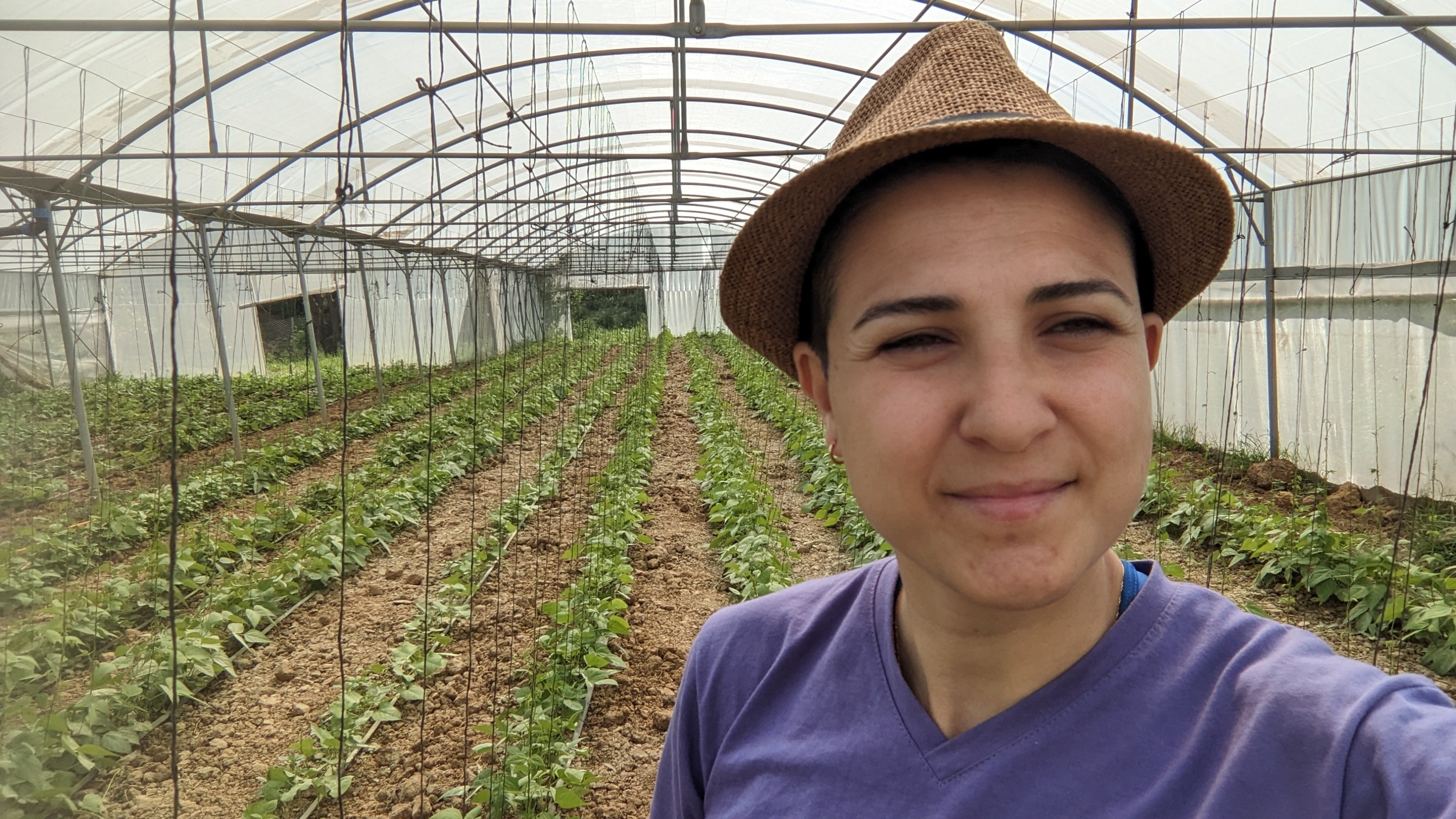 Rima Taha working in the field at the agricultural initiative site, Chouf District, Lebanon